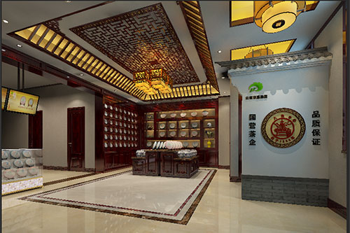 赣州古朴典雅的中式茶叶店大堂设计效果图