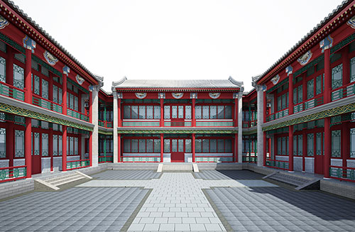 赣州北京四合院设计古建筑鸟瞰图展示