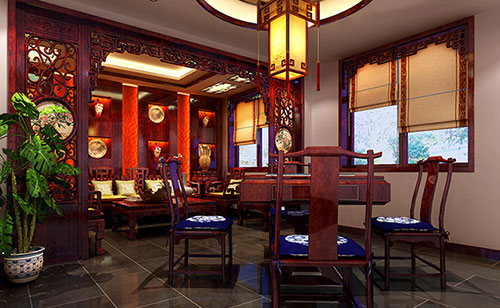 赣州古典中式风格茶楼包间设计装修效果图